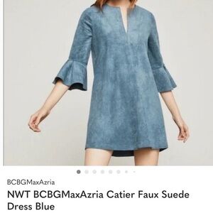 BCBGMaxAzria Slate Blue Suede Dress